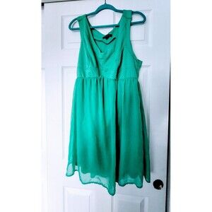 Two Tone Fabric Fit n Flare V Neck Plus Women's Dress 2X